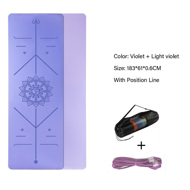 Yoga Double Layer Non-Slip Mat with Position Line