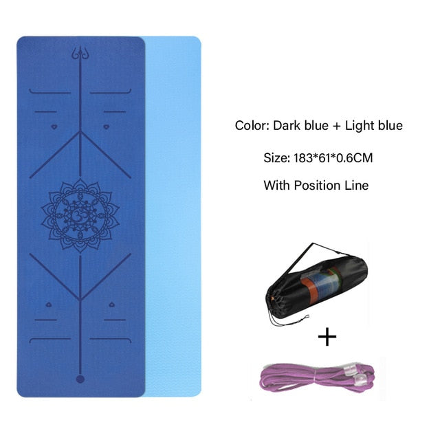 Yoga Double Layer Non-Slip Mat with Position Line