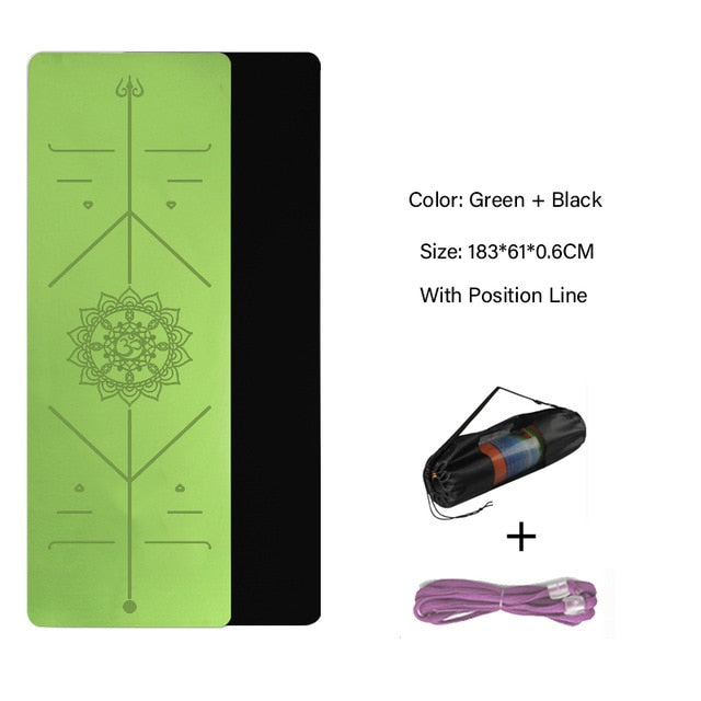 Yoga Double Layer Non-Slip Mat with Position Line