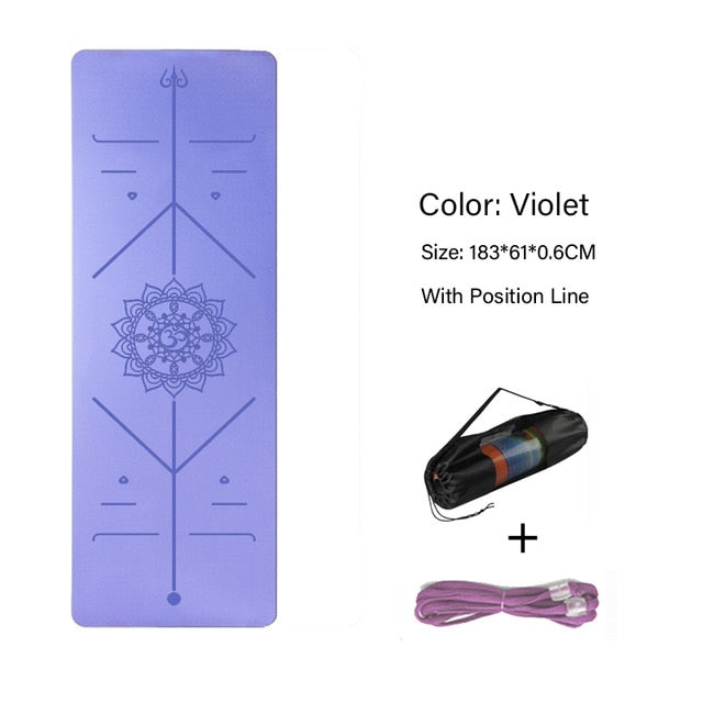 Yoga Double Layer Non-Slip Mat with Position Line